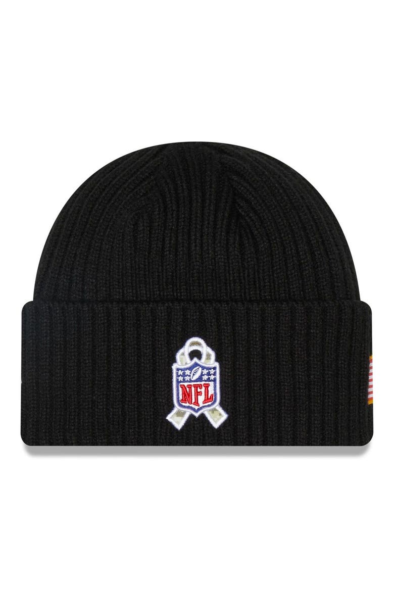 Youth New Era Black Carolina Panthers 2022 Salute To Service Knit Hat, Alternate, color, Black