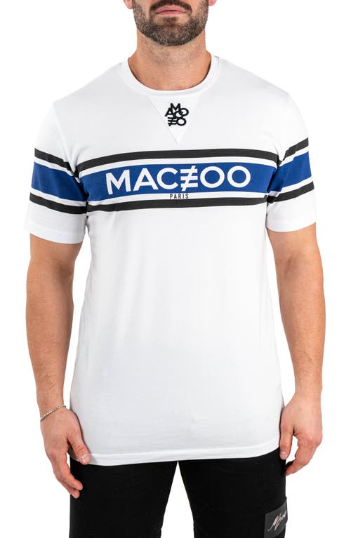 Maceoo Icon Border Cotton Graphic T-Shirt in White 