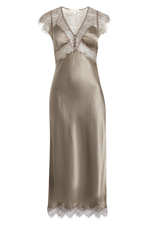Vella Lace Trim Silk Blend Maxi Dress