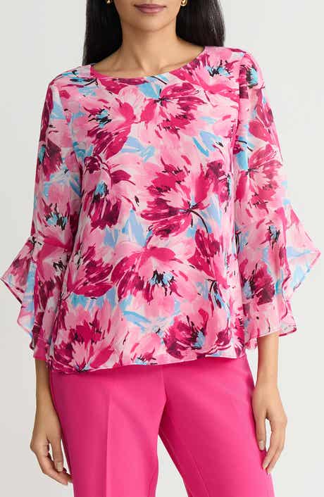 Floral Print Flutter Sleeve Top