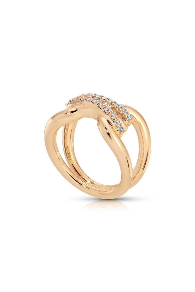 Knot Pave Wrap Statement Ring, Main, color, GOLD