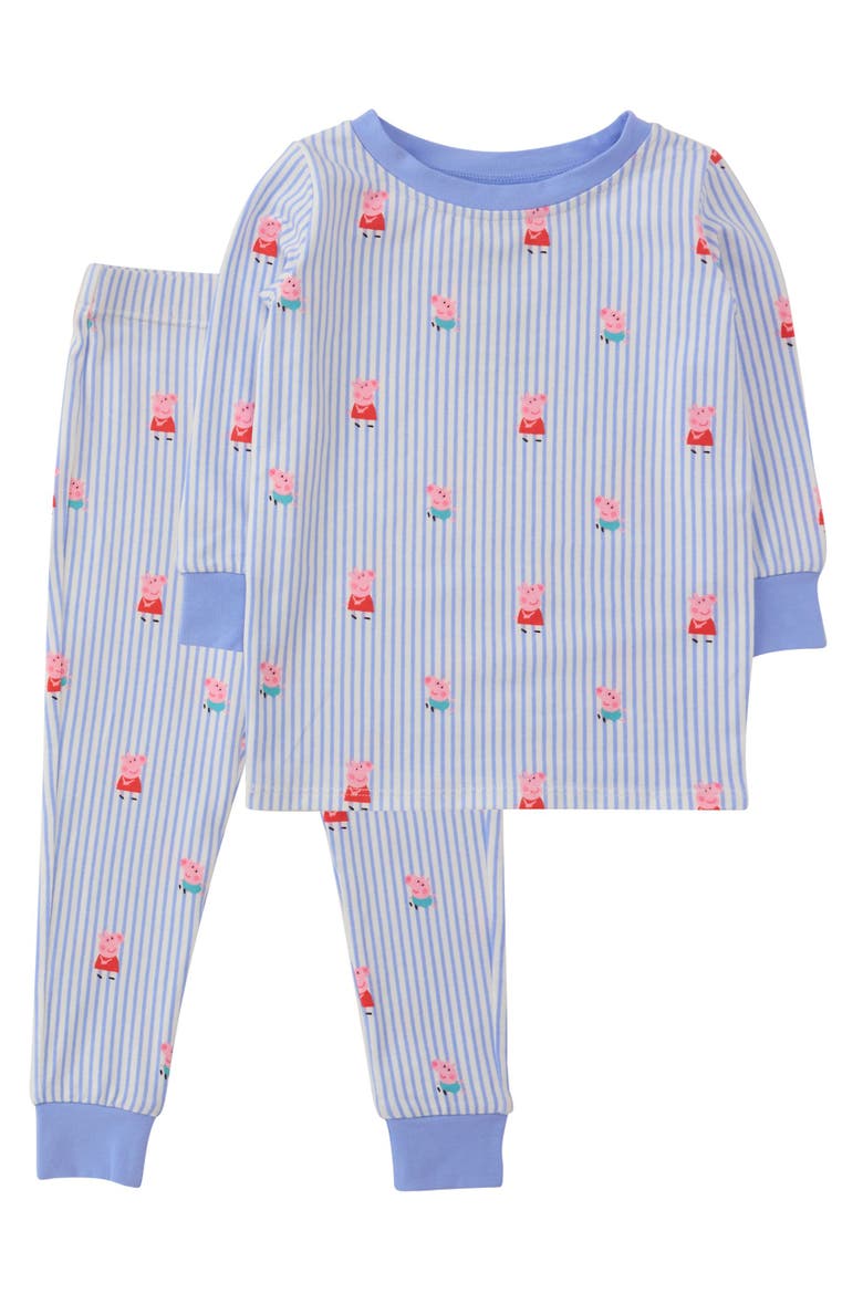 Peppa Pig & George Long Sleeve Pajama Set, Modal Blend, Main, color, Peri Stripe Peppa Pig & George