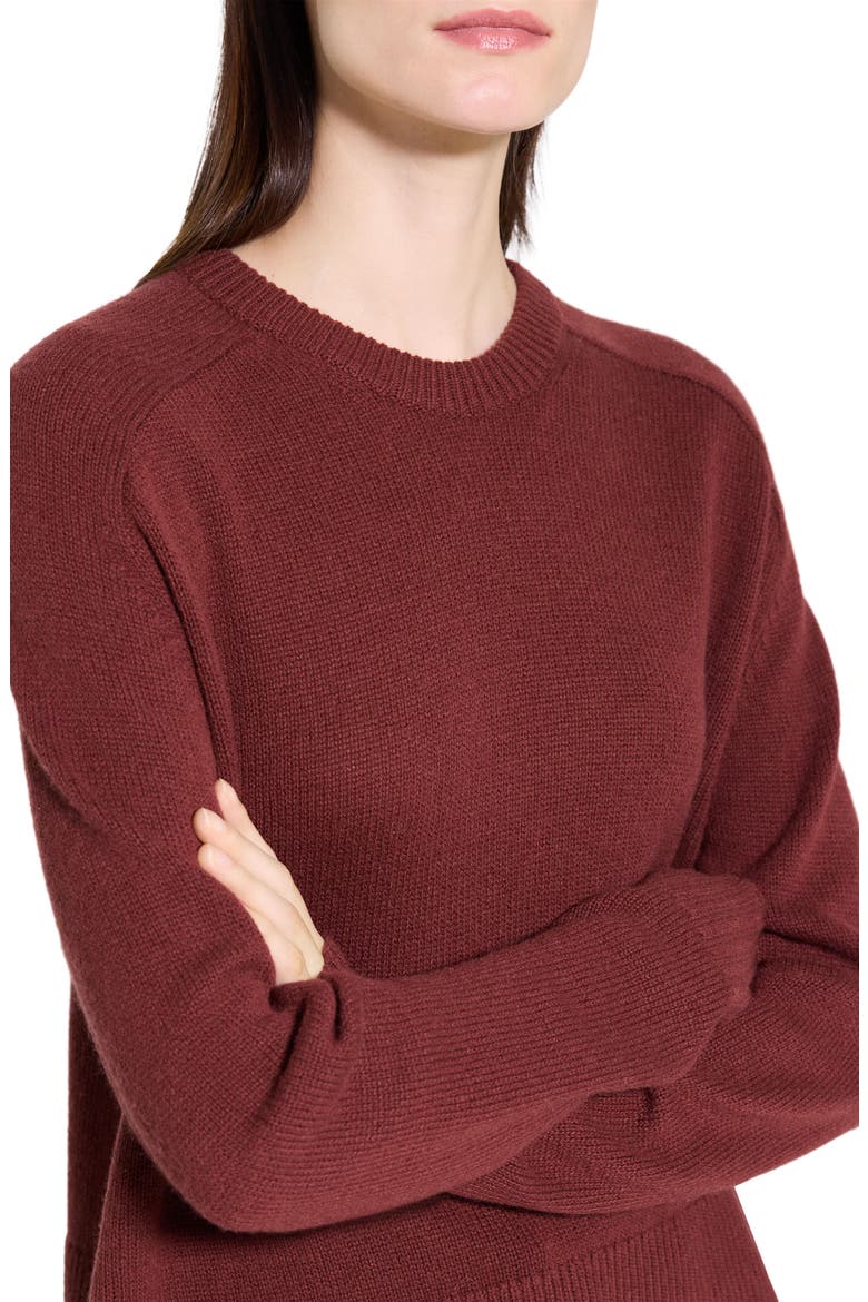 Cashmere Crewneck Crop Sweater, Alternate, color, OXBLOOD RED - 2PY