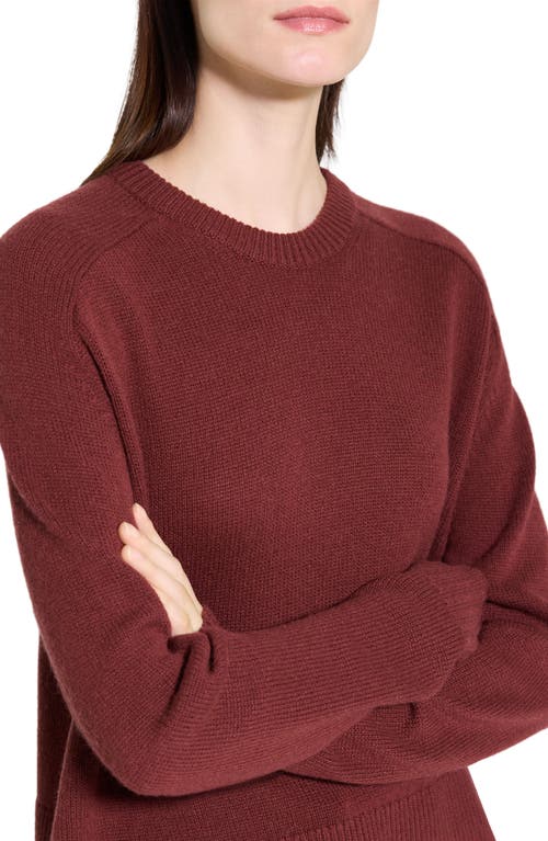 Theory Cashmere Crewneck Crop Sweater In Burgundy