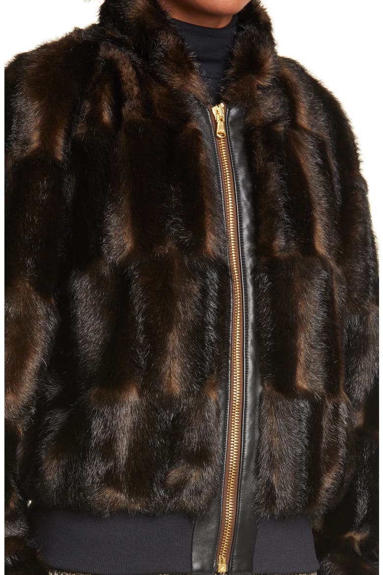 Bellfire Faux Fur Bomber Jacket, Alternate, color, DARK BROWN