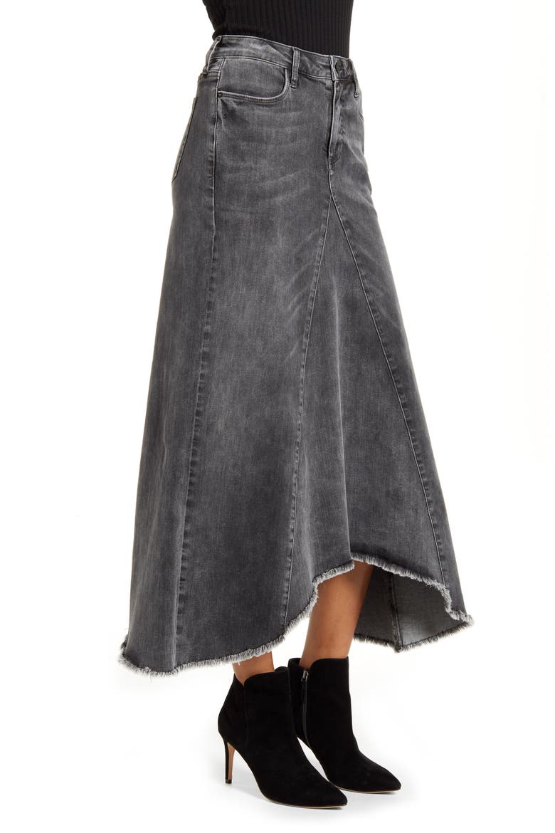 Long Denim Skirt, Alternate, color, GREY