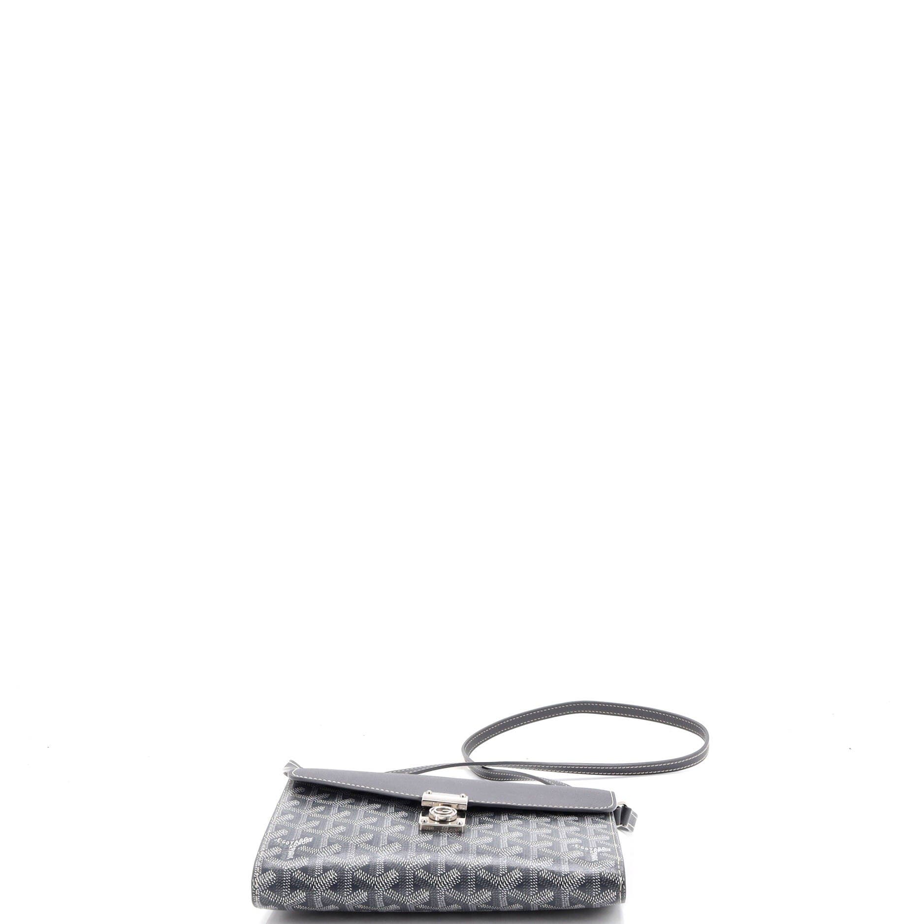 Chypre Wallet on Strap Coated Canvas with Leather, Alternate, color, Grey