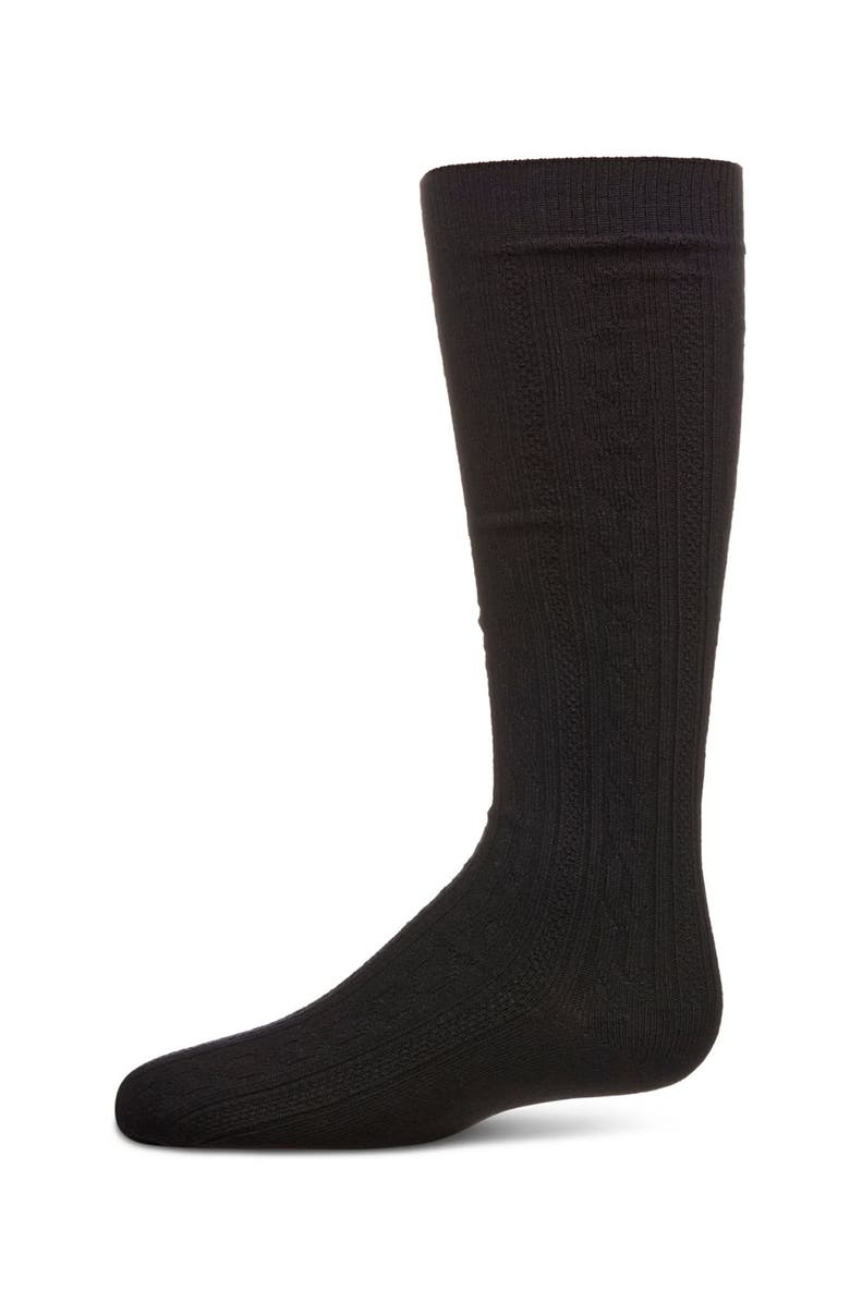 MeMoi Cable Knit Knee High Socks, Main, color, Black