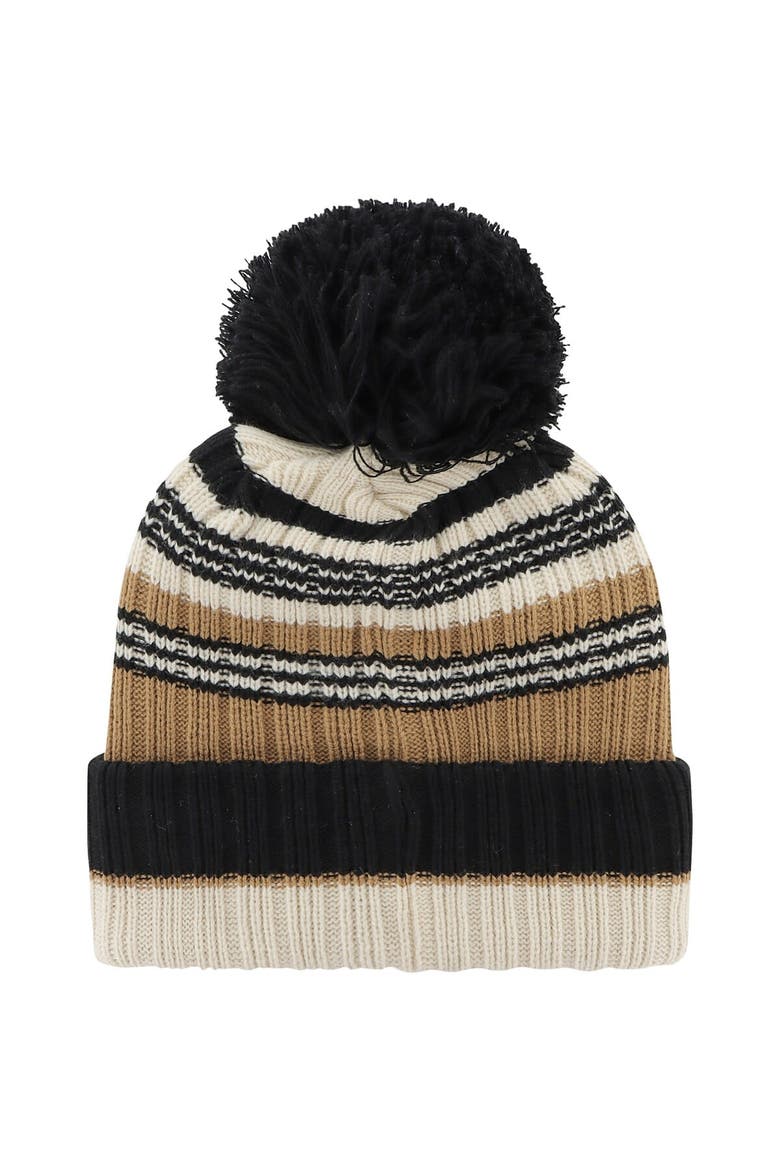 Women's '47 Khaki Wisconsin Badgers Barista Cuffed Knit Hat with Pom, Alternate, color, Khaki