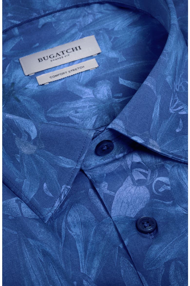 Julian Shaped Fit Floral Stretch Cotton Button-Up Shirt, Alternate, color, CLASSIC BLUE