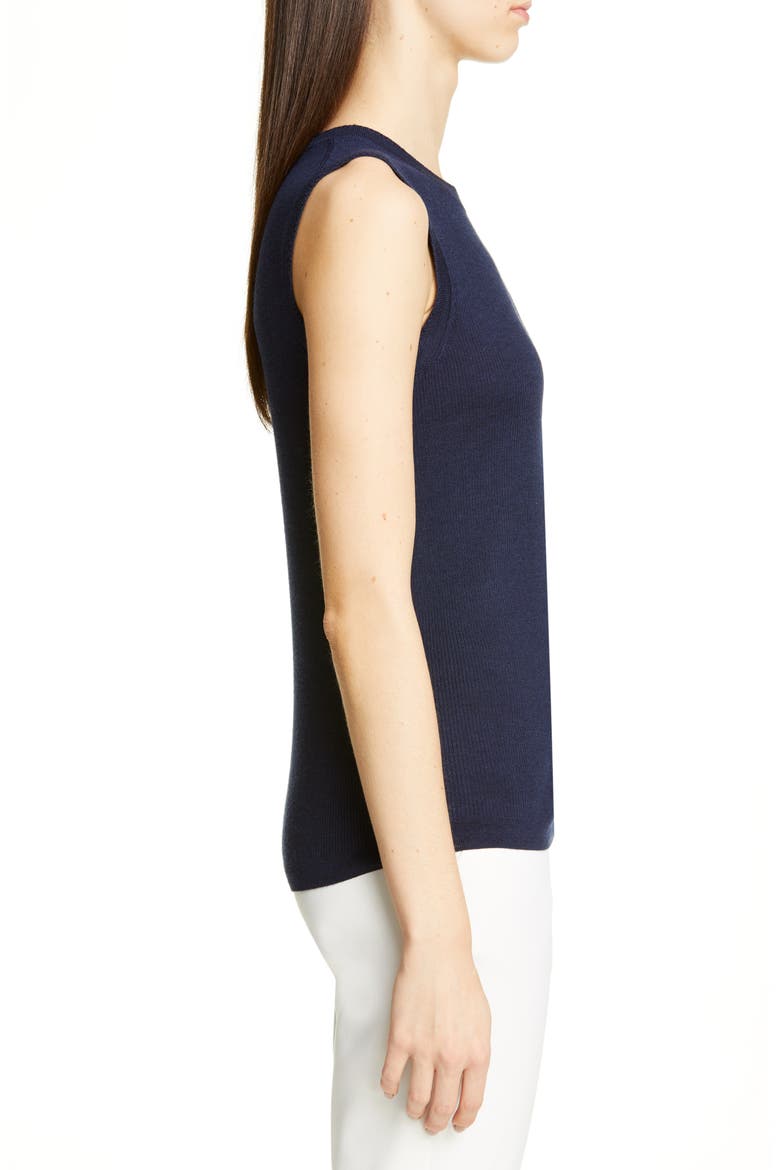 Fine Gauge Pointelle Rib Sleeveless Sweater, Alternate, color, NAVY