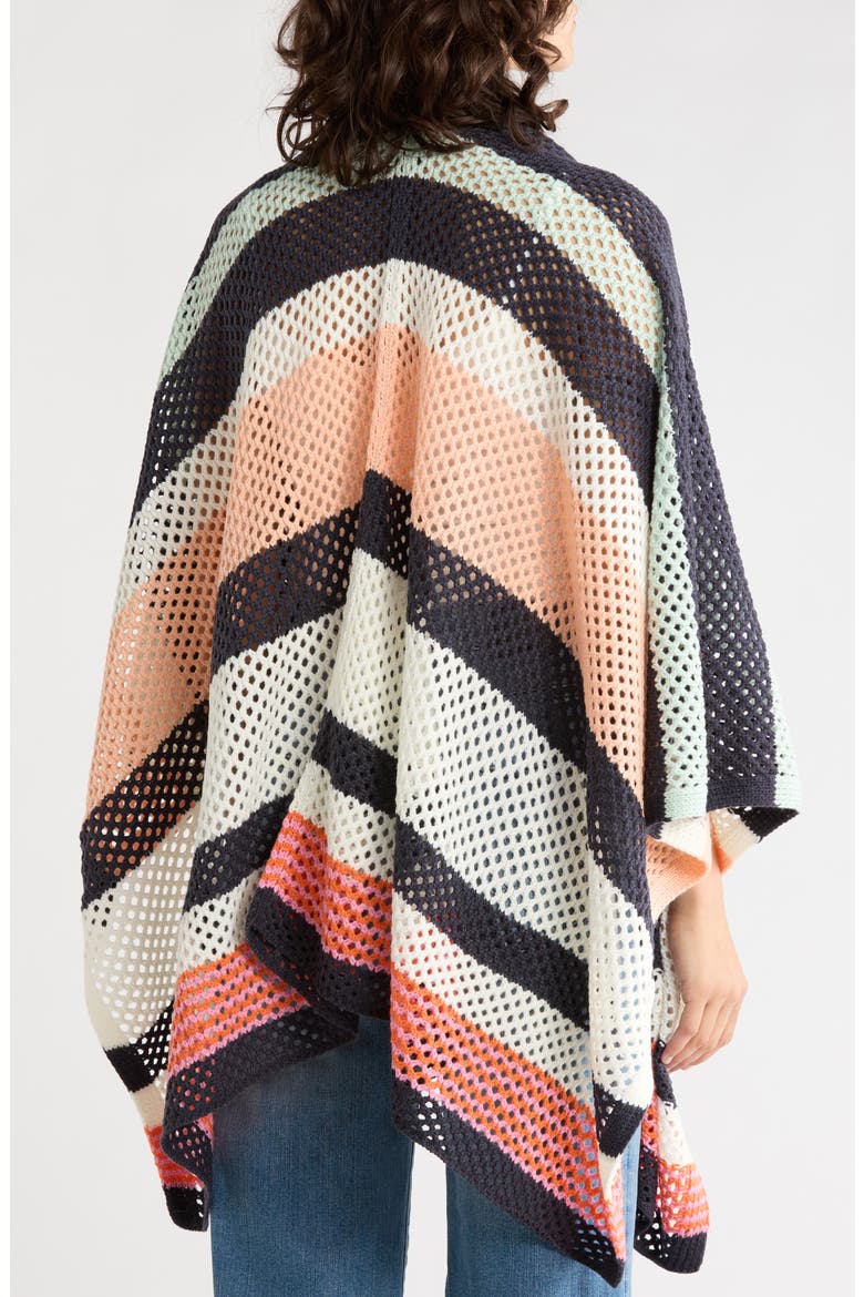 Stripe Open Knit Poncho, Alternate, color, MULTI