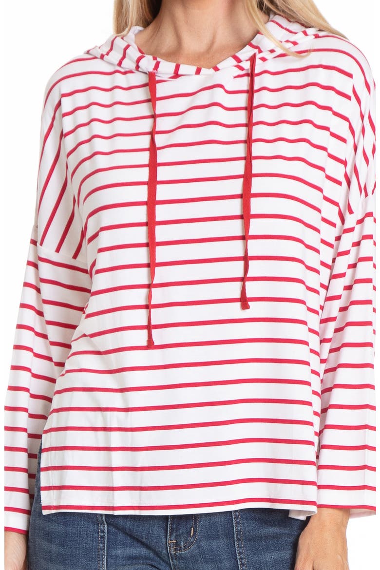 Stripe Side Slit Hoodie, Alternate, color, RED/ WHITE STRIPE
