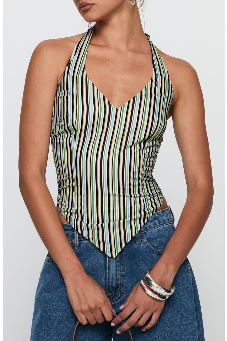 High Gear Stripe Smocked Halter Top, Main, color, MULTI