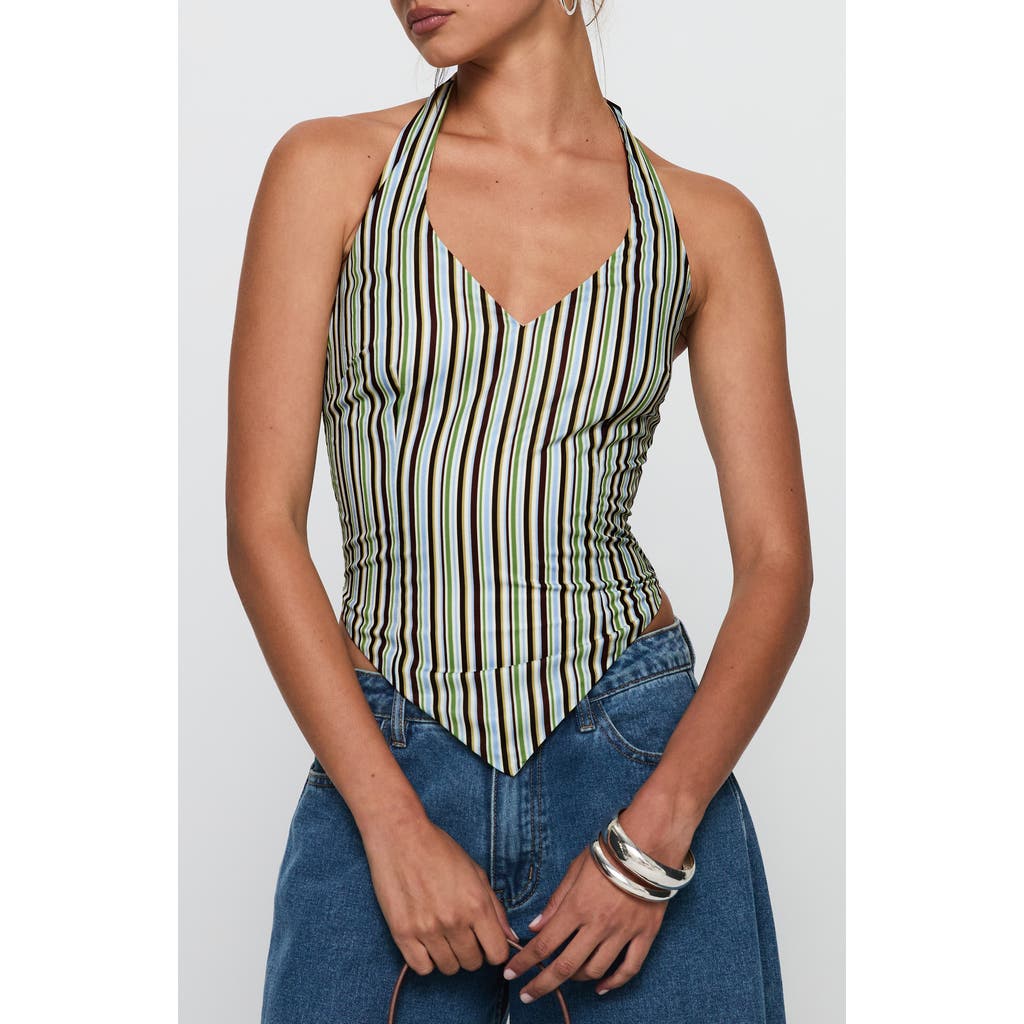 Princess Polly High Gear Stripe Smocked Halter Top In Multi