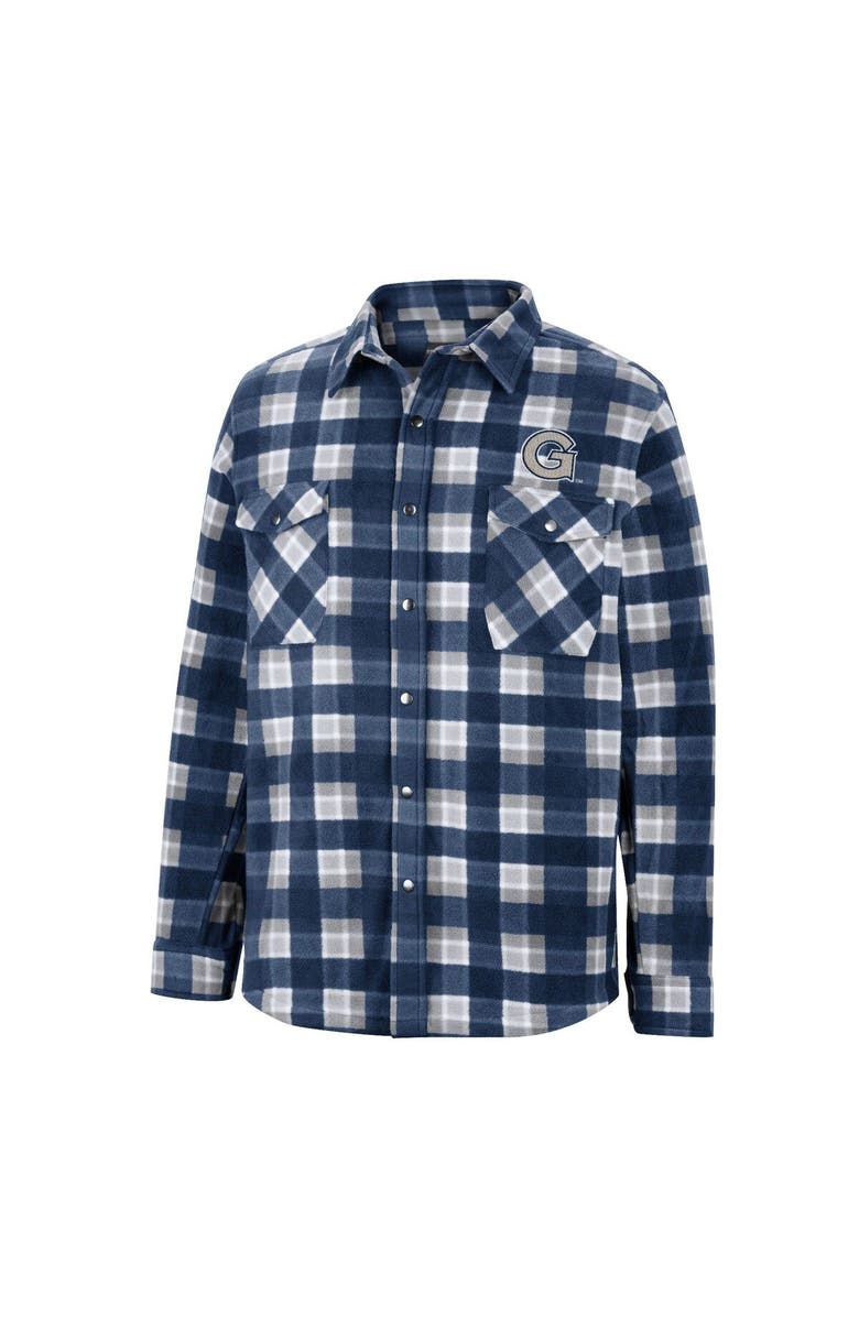 COLOSSEUM Men's Colosseum Navy/White Georgetown Hoyas Ellis Plaid Full-Snap Shirt Jacket, Alternate, color,