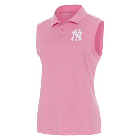 Women's Antigua  Coral New York Yankees Recap Sleeveless Polo