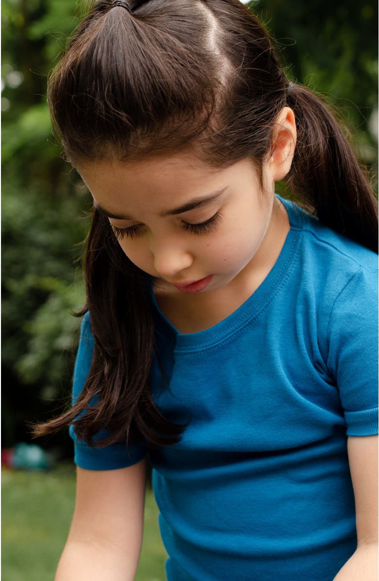 Leveret Kids Short Sleeve Cotton Solid Matching Family Pajamas, Alternate, color, Teal