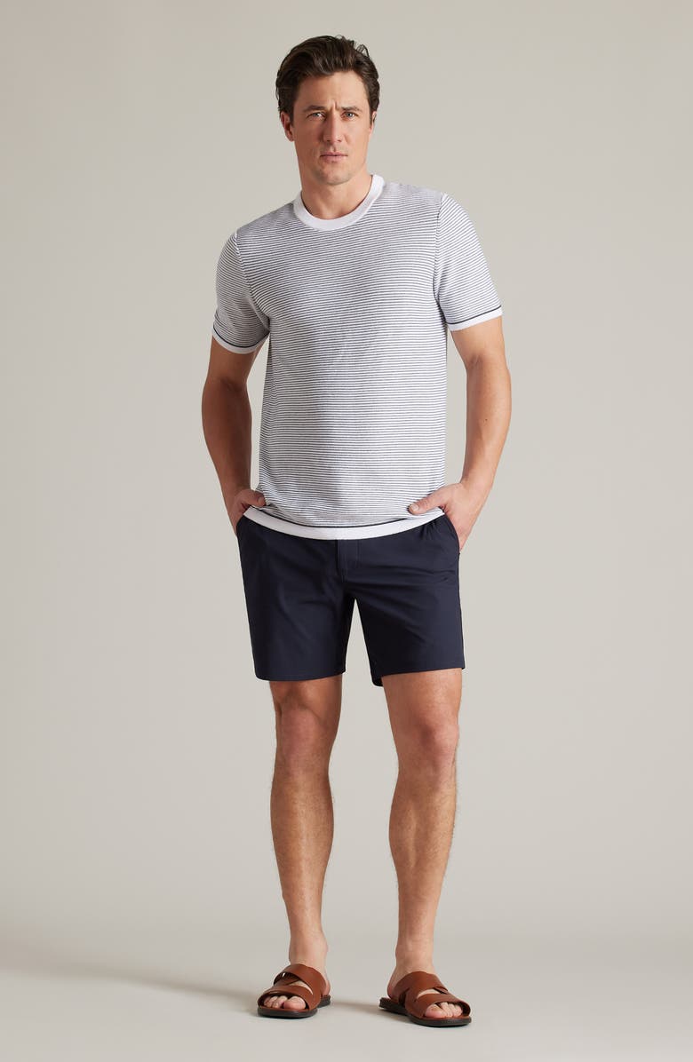 Rhone Compass Knit Stripe T-Shirt, Alternate, color, White/ True Navy Stripe