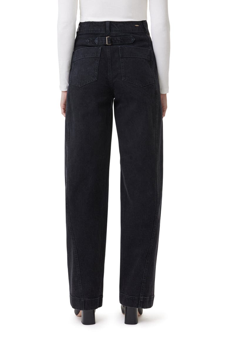 High Waist Side Panel Ankle Barrel Leg Jeans, Alternate, color, WASHED BLACK