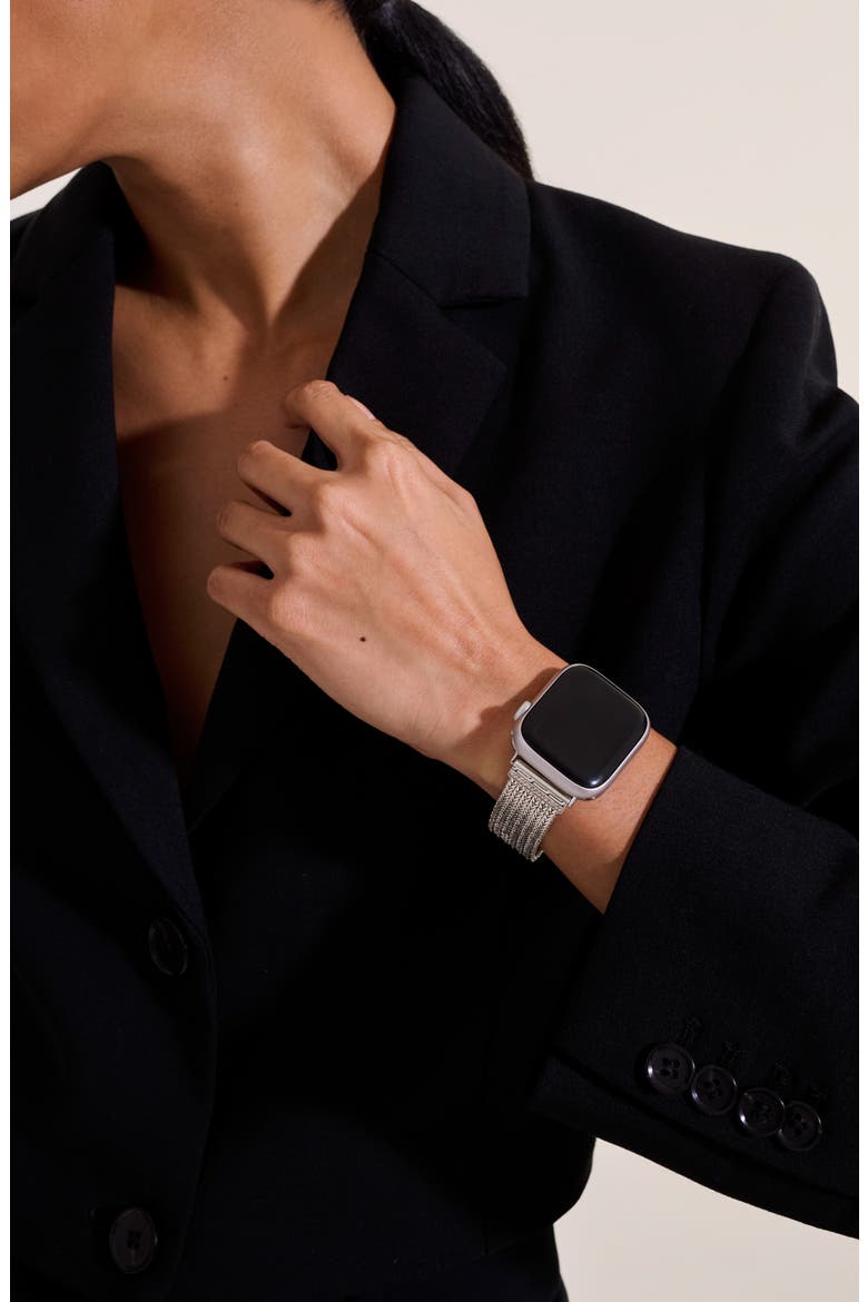 Smart Watch Strap Diamond Pavé, 18mm, Alternate, color, SILVER