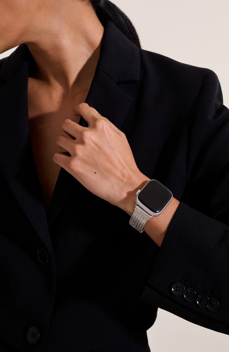 John Hardy Smart Watch Strap Diamond Pavé, 18mm, Alternate, color, Silver