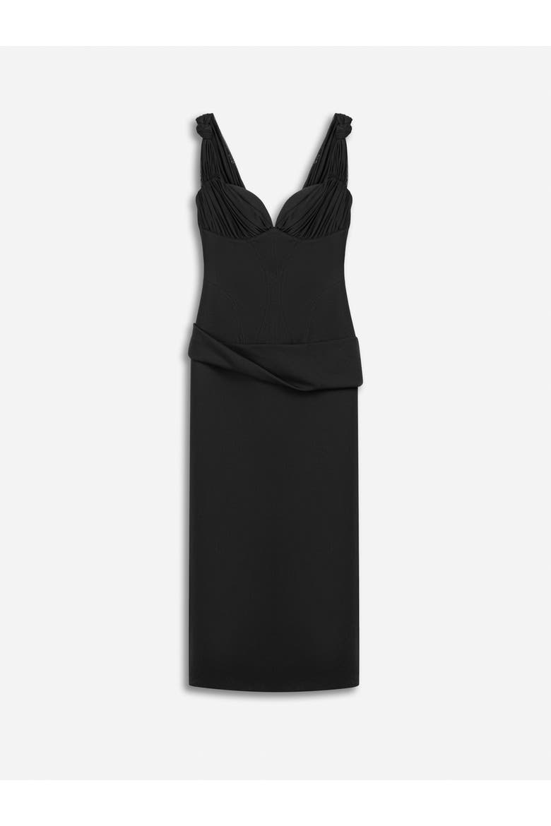 Boned Sweetheart Peplum Midi Dress, Main, color, Black