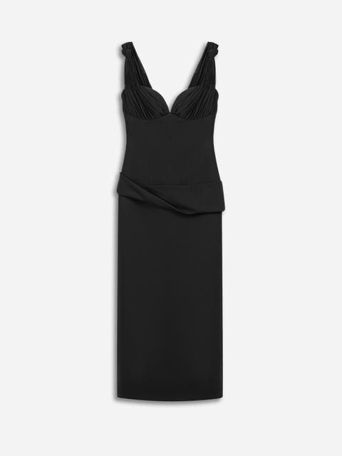 Boned Sweetheart Peplum Midi Dress
