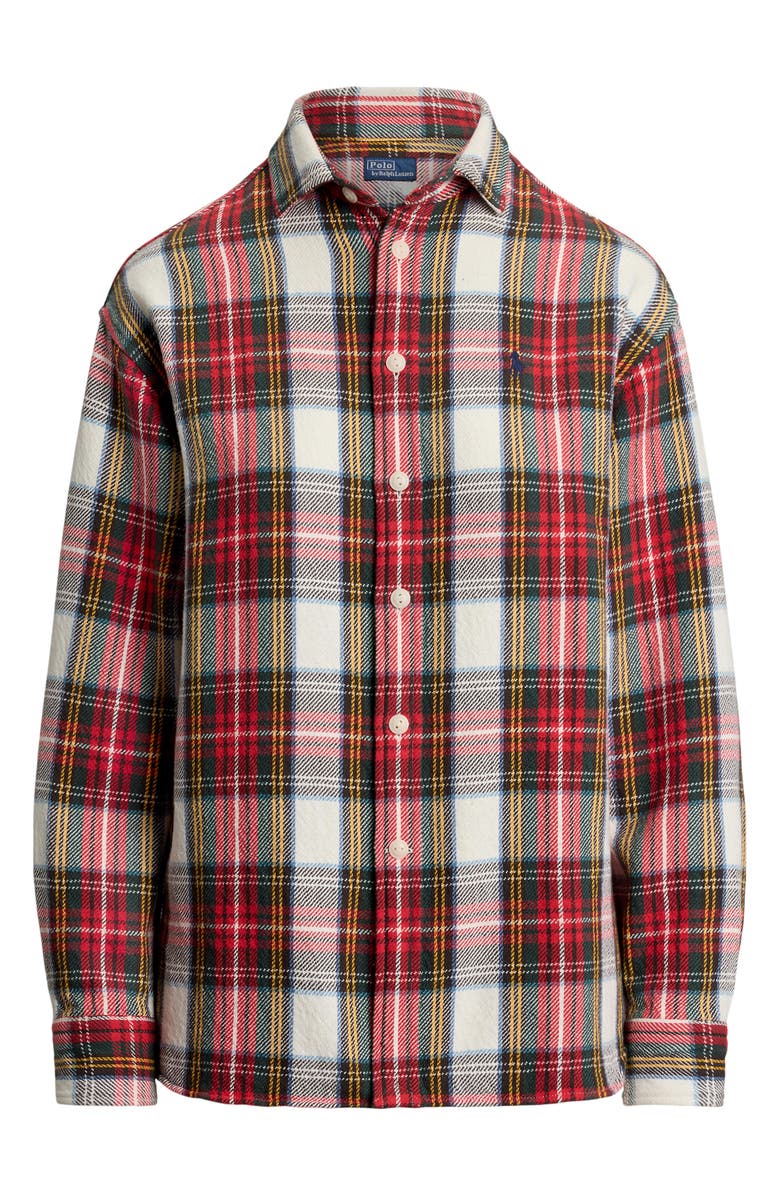 Polo Ralph Lauren Plaid Relaxed Fit Cotton Button-Up Shirt, Alternate, color, Red-Cream-Green