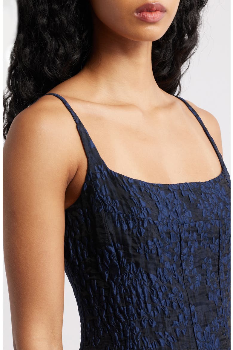 Maison Crystal Detail Floral Jacquard Cocktail Dress, Alternate, color, NAVY
