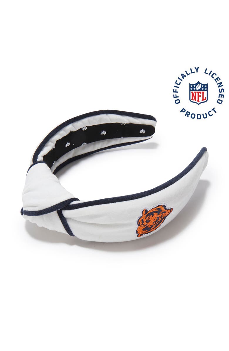 Lele Sadoughi Chicago Bears Embroidered Knotted Headband, Main, color, Ivory 100