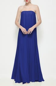 Dessy Collection Silvie Strapless Lux Chiffon Trapeze Gown