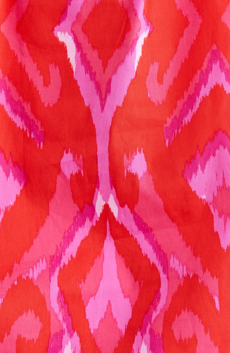 SUGARLIPS Blevin Ikat Patma Button-Up Mock Neck Top, Alternate, color, Red-Pink-Combo