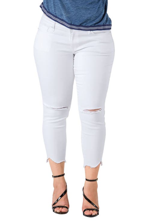 Tessa Chewed Hem Stretch Skinny Jeans (Plus Size)