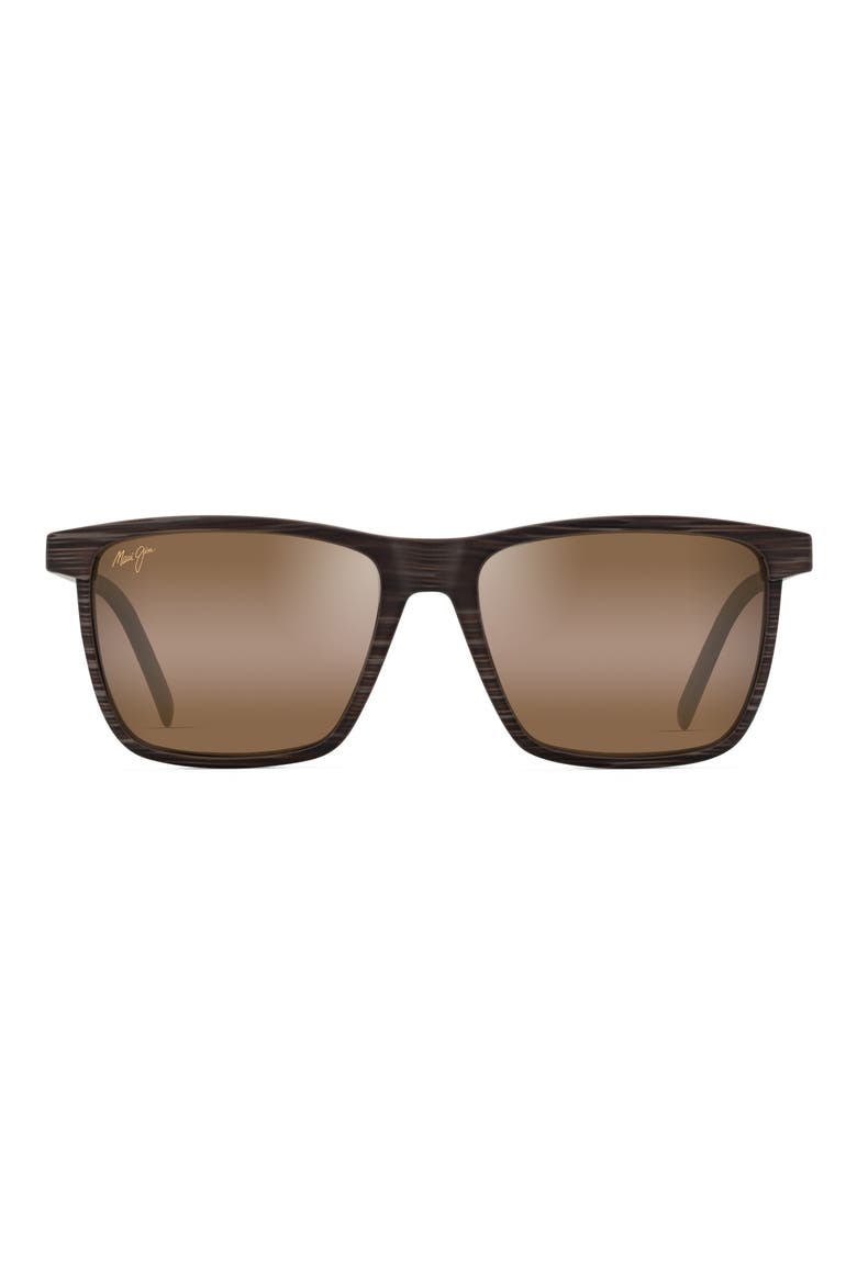 One Way 55mm PolarizedPlus2® Rectangular Sunglasses, Main, color, BROWN STRIPE