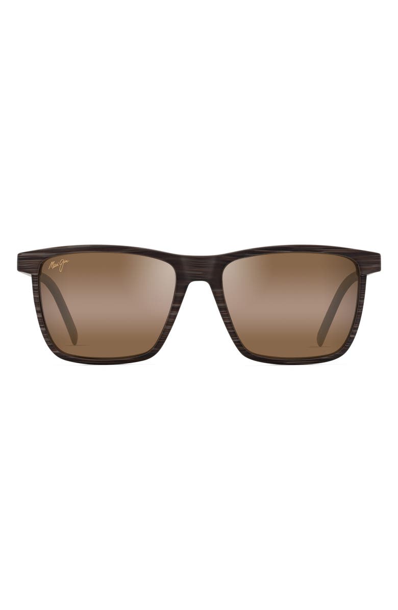 Maui Jim One Way 55mm PolarizedPlus2<sup>®</sup> Rectangular Sunglasses, Main, color, Brown Stripe