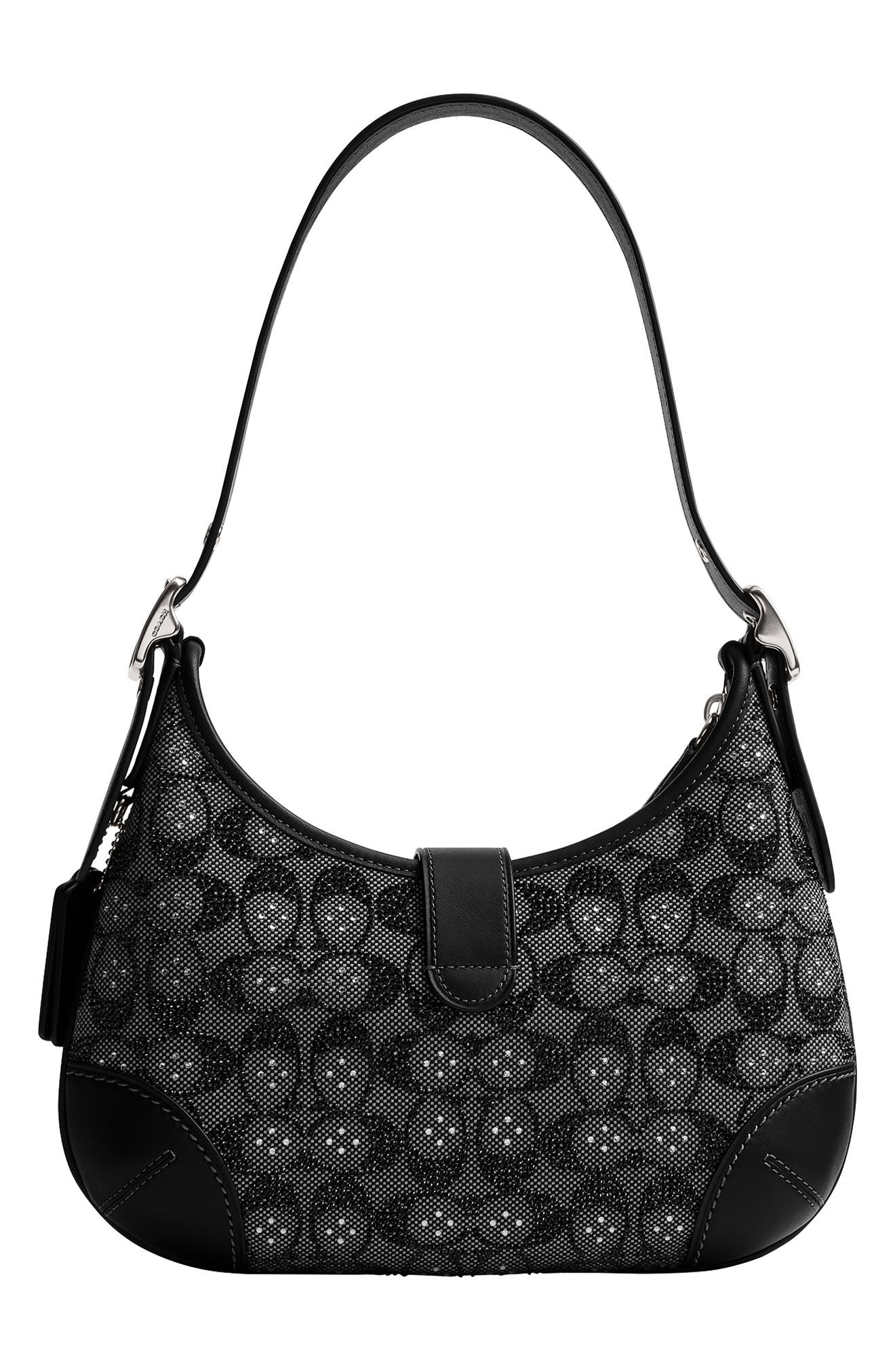 COACH Hamptons Crystal Signature Jacquard Hobo Bag, Alternate, color, 