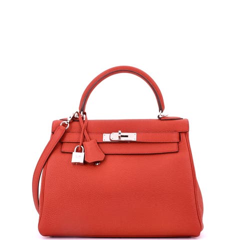Kelly Handbag Red Togo with Palladium Hardware 28