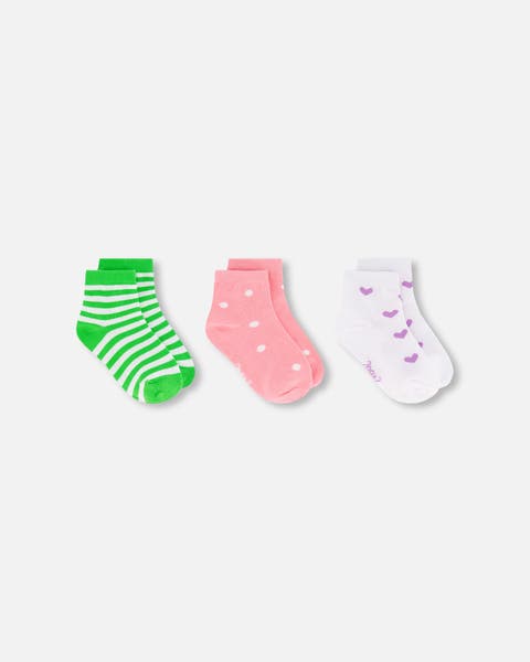 Allover Prints Striped Cotton Socks (3 Pairs) (Toddler, Little Kid & Big Kid)