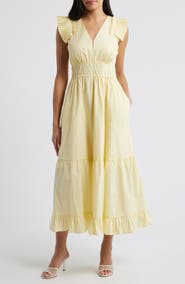 Vince Camuto Pleat Sleeve Cotton Dress