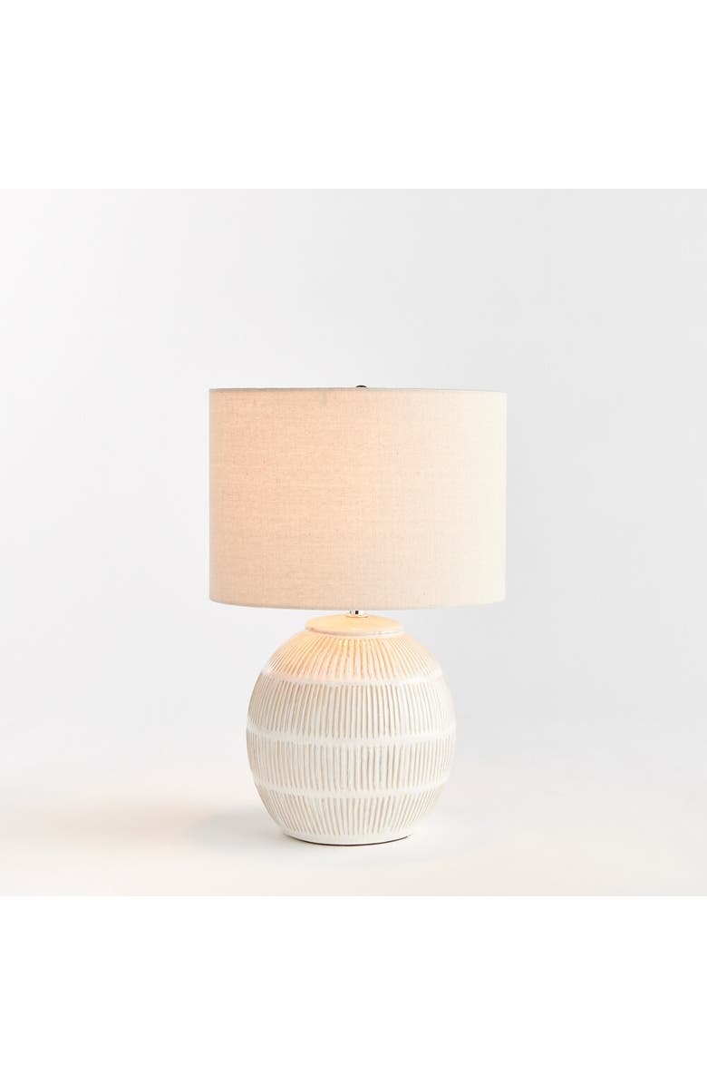 Napa Home & Garden Antoni Hatch Mark Pattern Decorative Contemporary Table Lamp w/ Linen Shade, Alternate, color, White