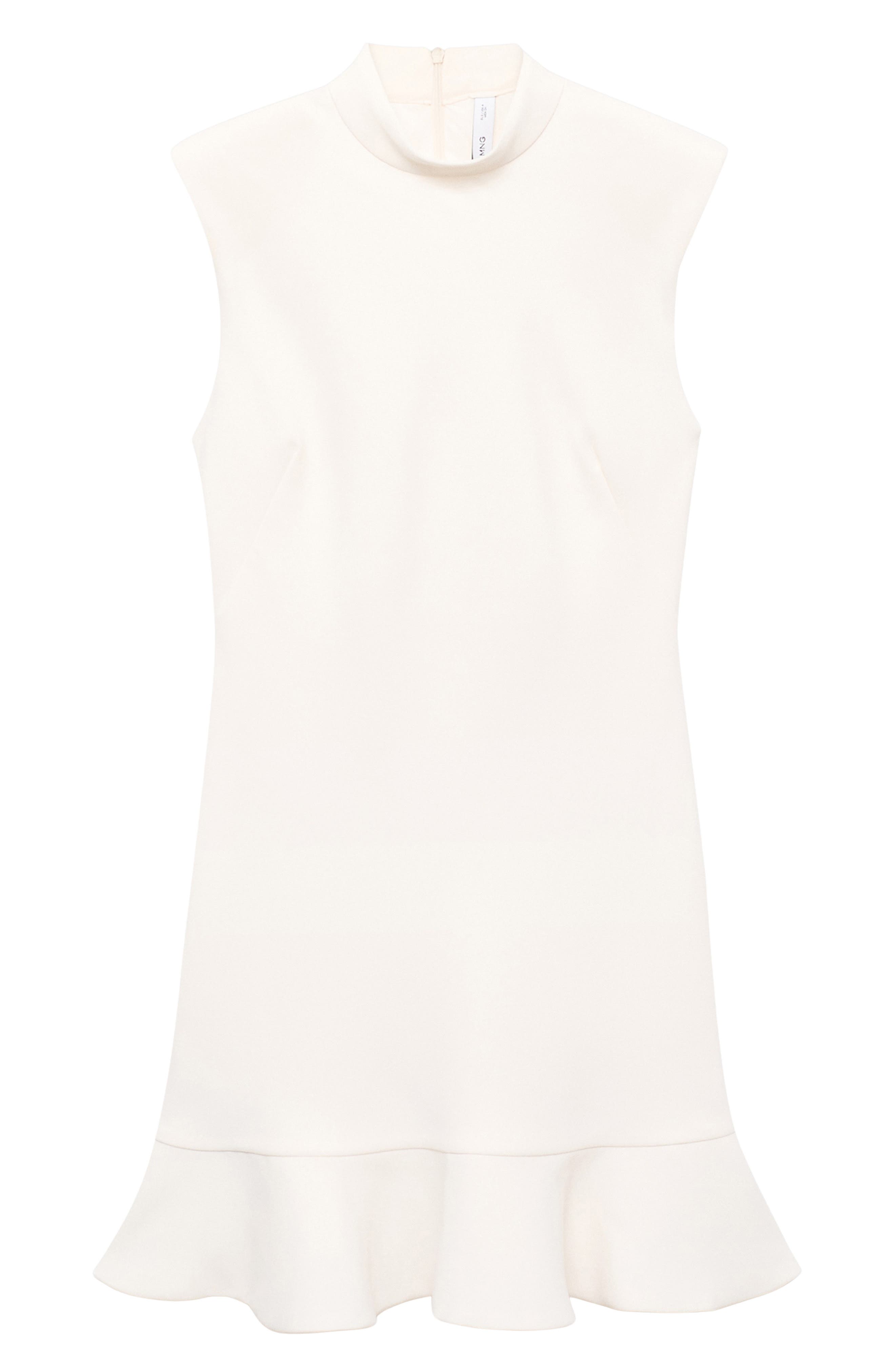 MANGO Sleeveless Mock Neck Ruffle Hem Dress