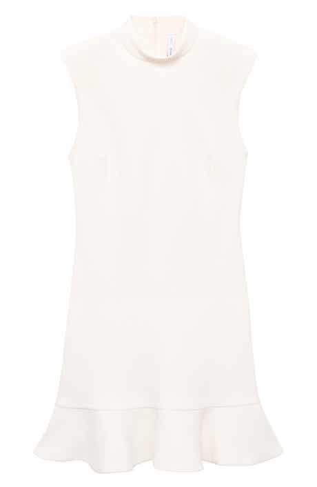 MANGO Sleeveless Mock Neck Ruffle Hem Dress