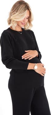 Accouchée Effortless Elegance Set with Rib Side Zip Long Sleeve Top & Lounge Pants