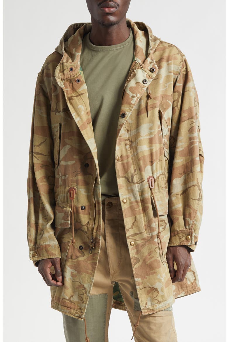 Double-Sided Camo Twill Parka, Main, color, VINTAGE OLIVE CAMO