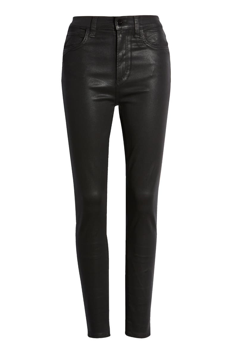 The Charlie Coated Ankle Skinny Jeans, Alternate, color, BLACK