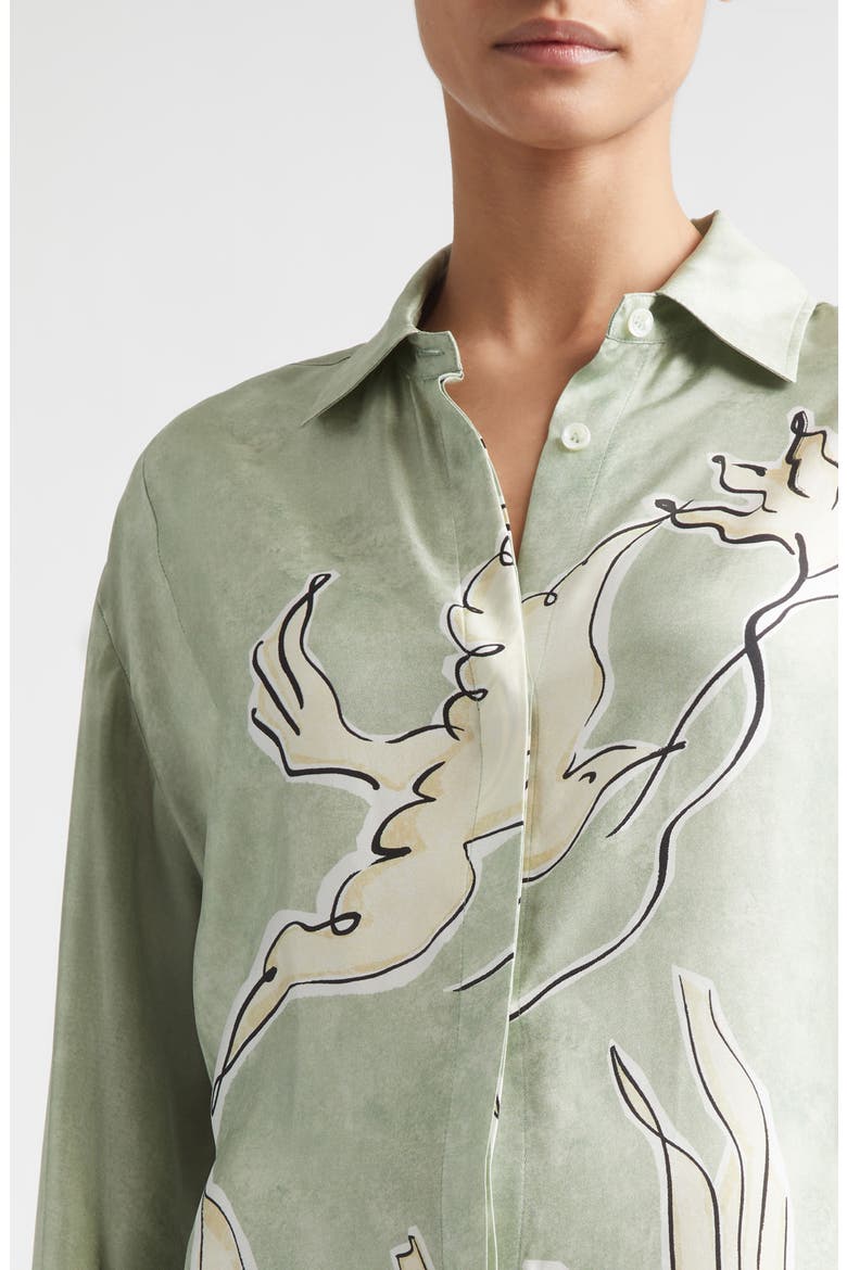 Floyd Long Sleeve Silk Shirtdress, Alternate, color, 379398 DESERT SAGE BIRD