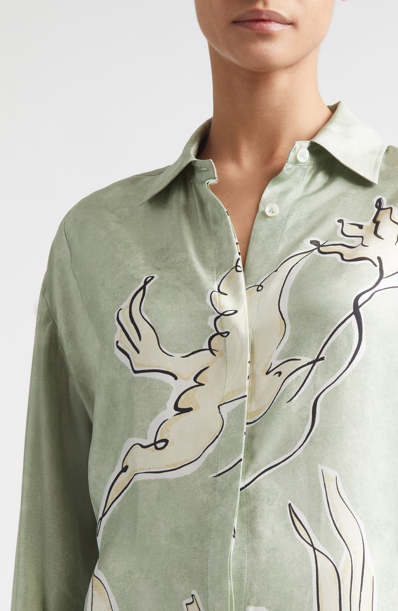 Altuzarra Floyd Long Sleeve Silk Shirtdress, Alternate, color, 379398 Desert Sage Bird