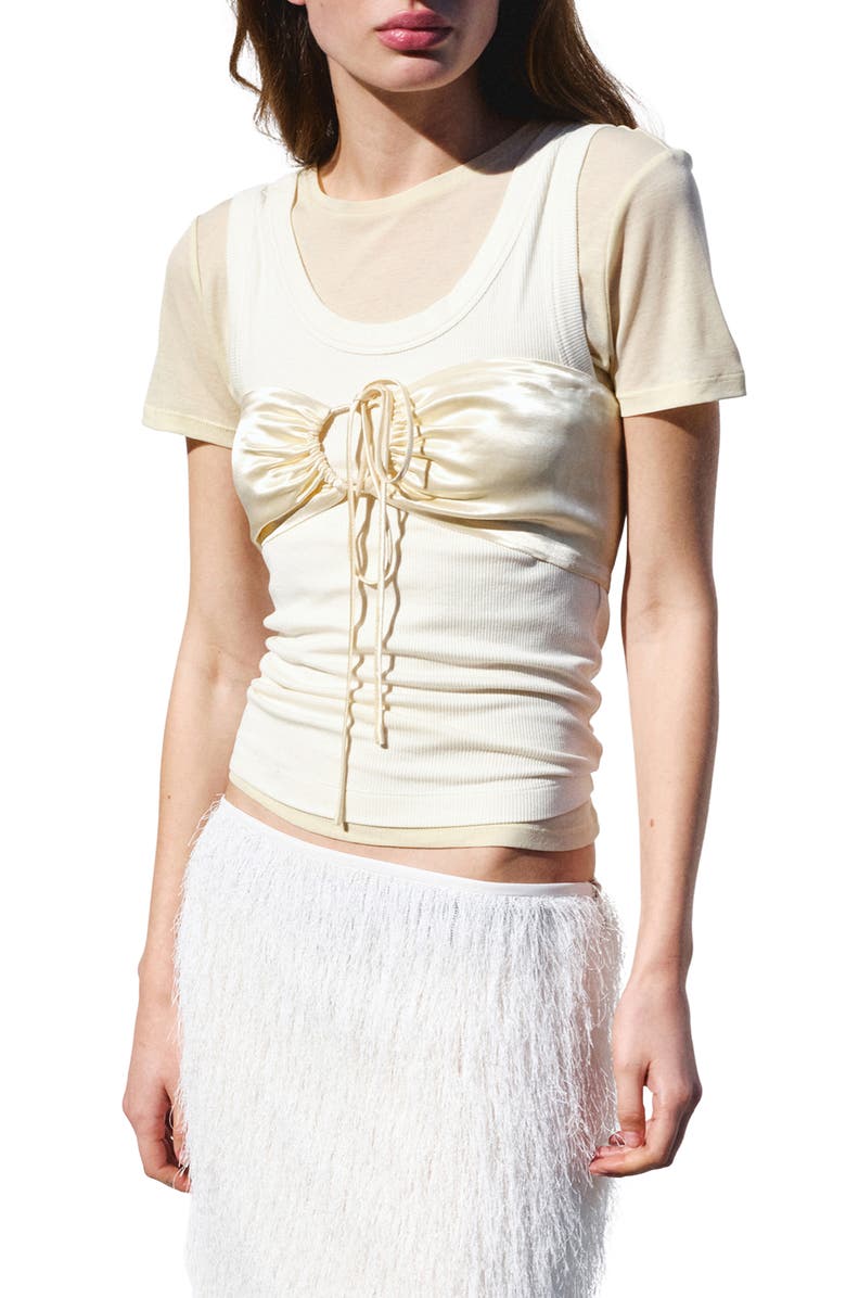 MANGO Layered T-Shirt, Main, color, Off White