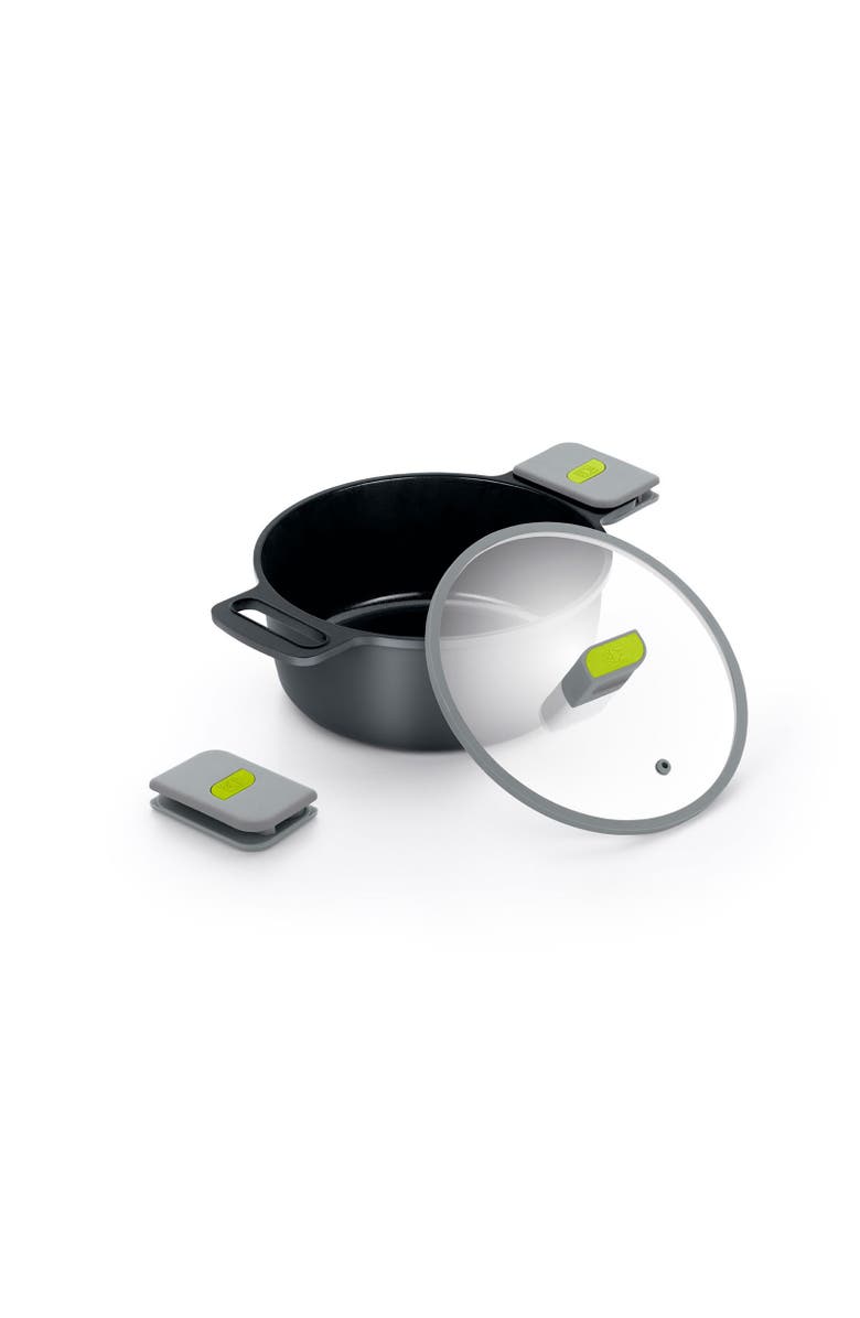 BRA Cookware Life Ceramic Nonstick Stock Pot w/Glass Lid | 8 Inch 3.2 Quart, Alternate, color, Black